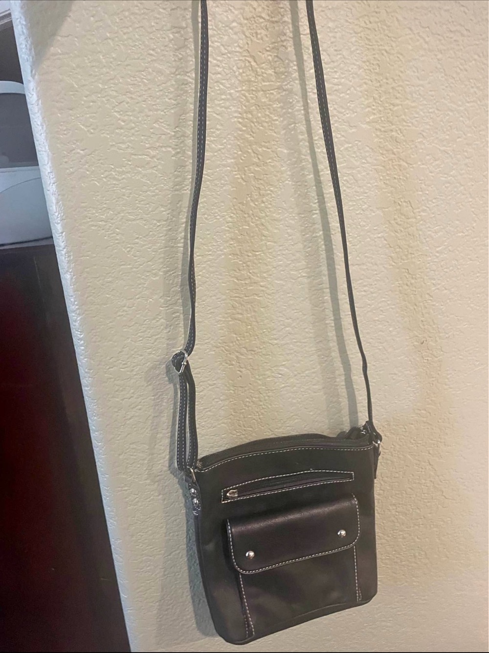 Black Crossbody Shoulder Bag with Front Pocket